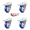 Service Caster 4 Inch Blue Polyurethane Swivel Bolt Hole Caster Set with Total Lock Brake SCC SCC-BHTTL20S414-PPUB-BLUE-4 - alternate 3